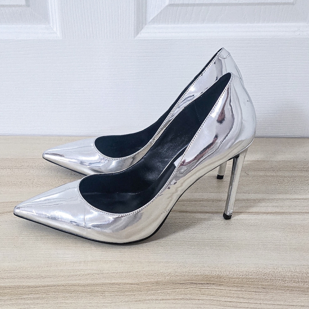 Toni Bianco Anja Metallic Silver Stiletto Heel Pumps Size 8.5 - Picture 11 of 15